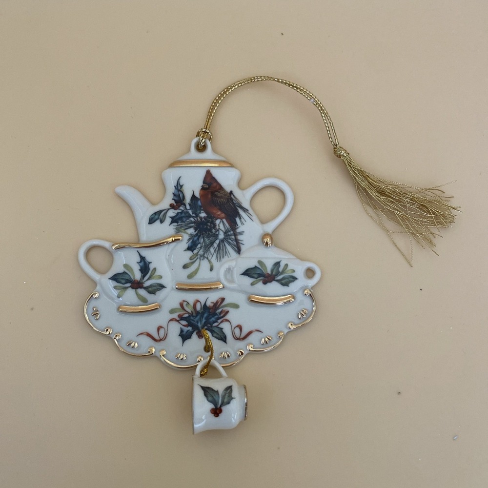 Lenox Winter Greetings Tea Set Ornament by Catherine McClung